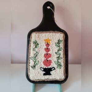 Upcycled Vintage Cutting Board Needle Punch Decor